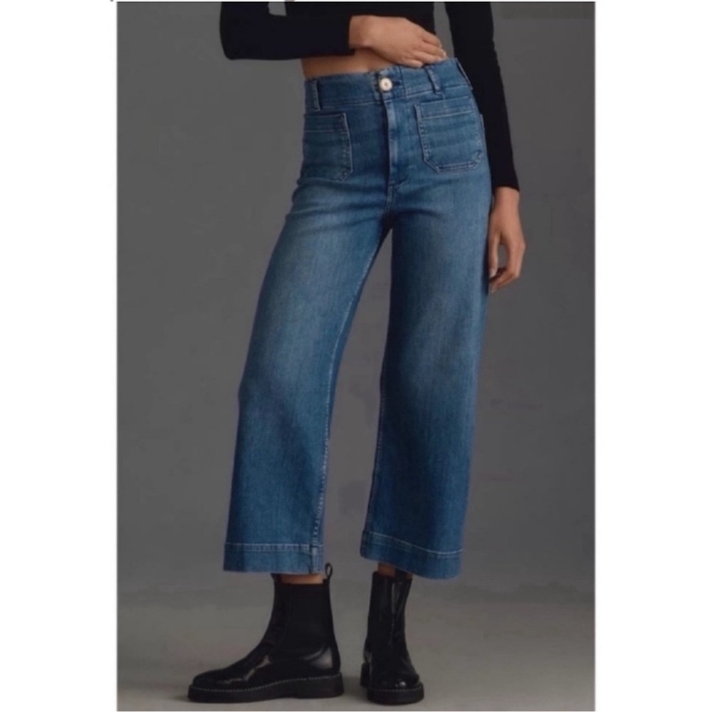 Anthro Maeve The Colette Cropped High Rise Wide Leg Jeans